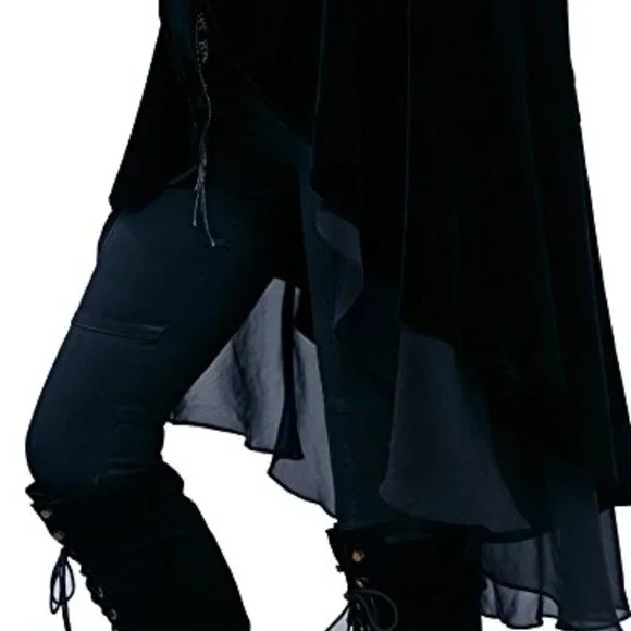 Velvet Blazer Coat Asymmetric Ruffled Long Sleeve Elegant Chic Cardigan Jacket - Picture 6 of 8